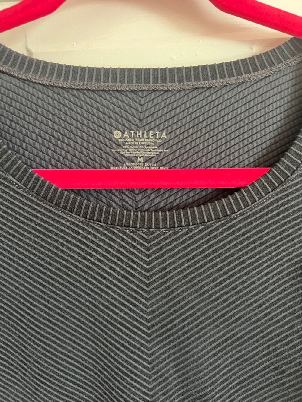 Athleta Charcoal Gray Thin-Striped Long Sleeve Crew - Picture 2 of 5